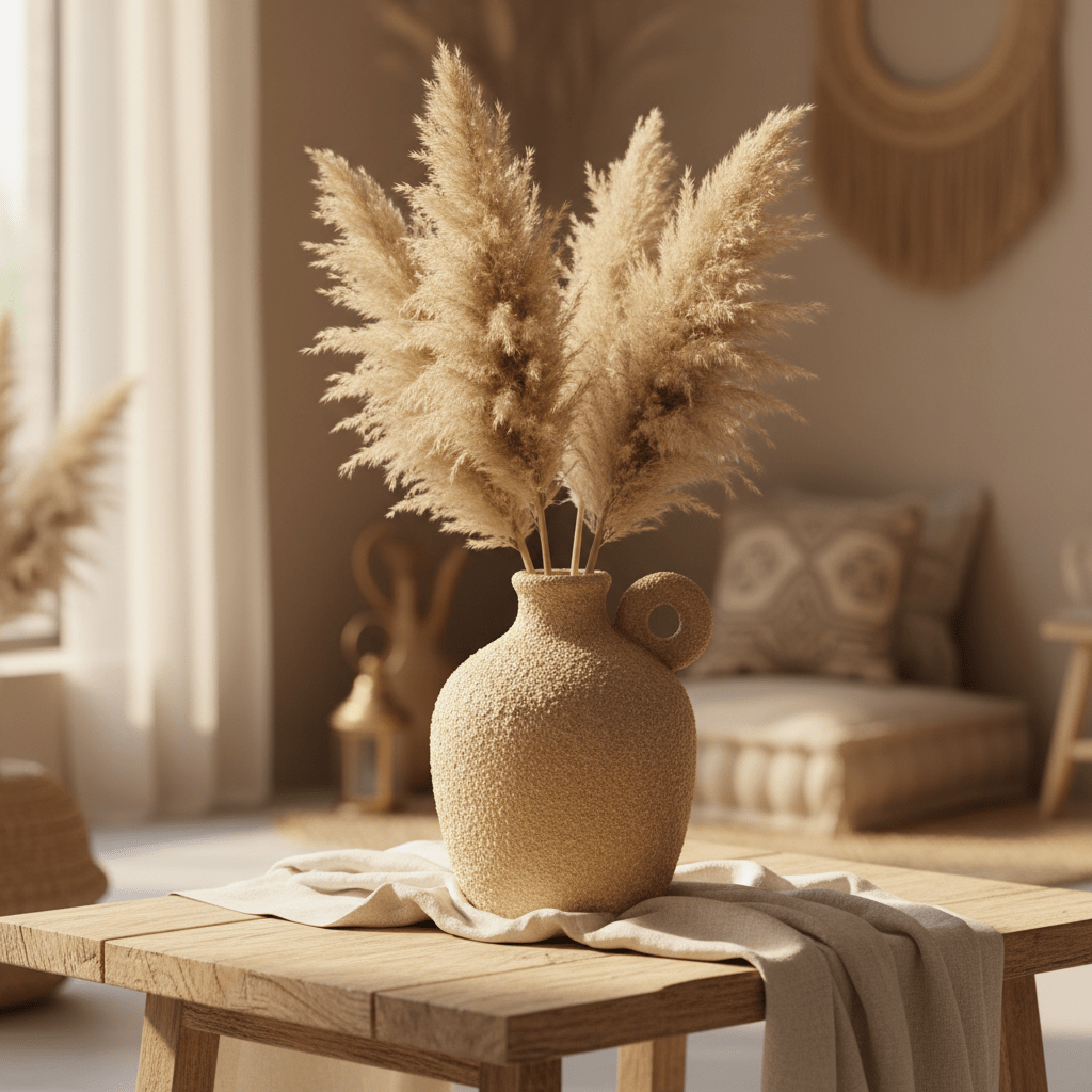 Rustic Textured Ceramic Vase 25cm | Sand-Grain Finish | Single Handle | Arabian Home Décor | Ideal for Dried Flowers & Pampas Grass - Al Kabayel Discount CentreRustic Textured Ceramic Vase 25cm | Sand-Grain Finish | Single Handle | Arabian Home Décor | Ideal for Dried Flowers & Pampas GrassHome Décor AccentsAKDCAl Kabayel Discount Centre