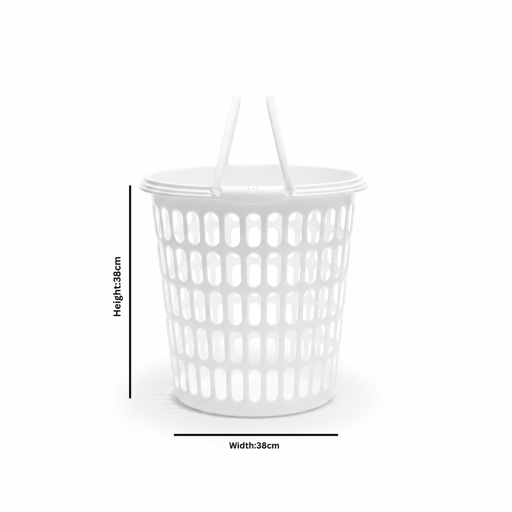 Sarvah White Plastic Laundry Basket with Handles - 38×38 cm - Al Kabayel Discount CentreSarvah White Plastic Laundry Basket with Handles - 38×38 cmOrganizers & AccessoriesSARVAHAl Kabayel Discount Centre