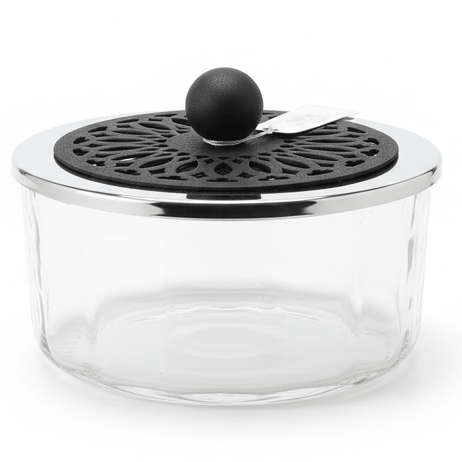 SBTC Glass Container with Metal Holder – Premium Silver & Black Finish, Storage Jar for Dry Fruits, Candy & Snacks, 20 × 8 cm - Al Kabayel Discount CentreSBTC Glass Container with Metal Holder – Premium Silver & Black Finish, Storage Jar for Dry Fruits, Candy & Snacks, 20 × 8 cmJars & Food SaversSBTCAl Kabayel Discount Centre