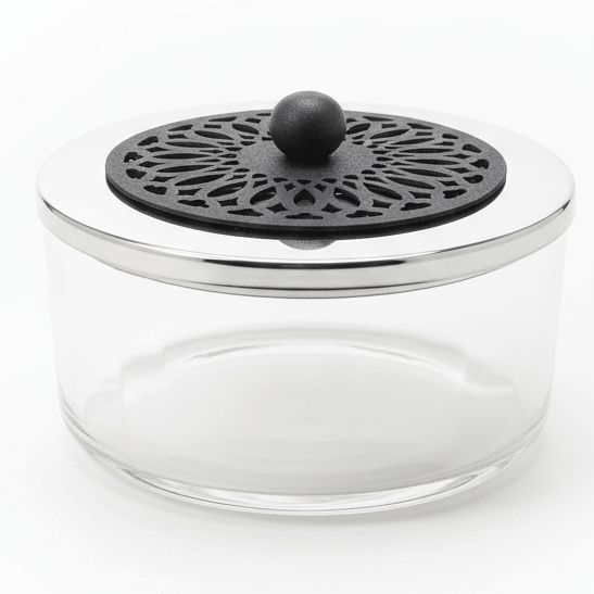 SBTC Glass Storage Container with Metal Frame – Silver with Black Accent Design, Ideal for Candy & Dry Food Storage, 15 × 7 cm - Al Kabayel Discount CentreSBTC Glass Storage Container with Metal Frame – Silver with Black Accent Design, Ideal for Candy & Dry Food Storage, 15 × 7 cmJars & Food SaversSBTCAl Kabayel Discount Centre