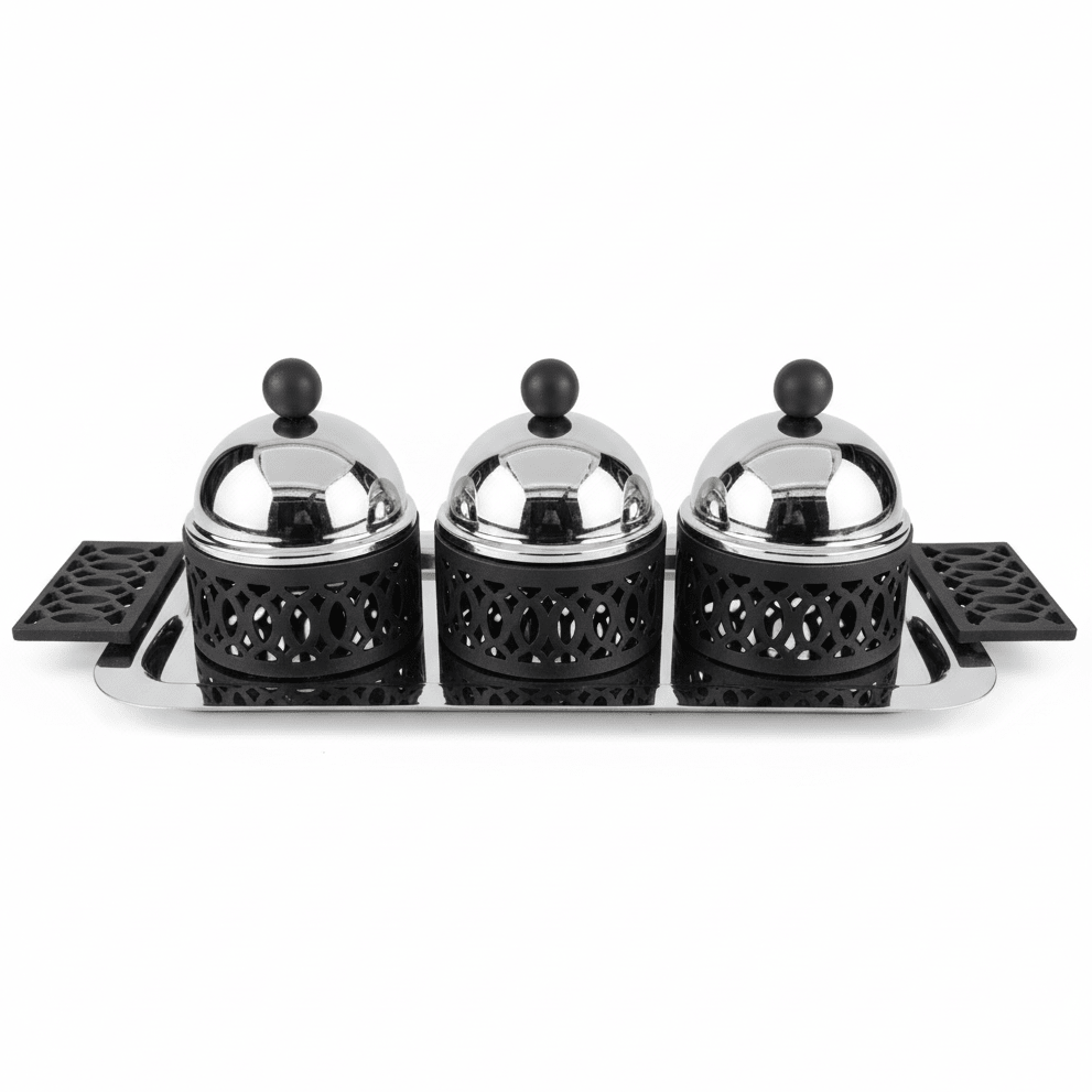 SBTC Metal Serving Bowl Set of 3 – Premium Silver & Black Finish, Ideal for Dining, Buffet & Party Use, 40 × 19 × 14 cm - Al Kabayel Discount CentreSBTC Metal Serving Bowl Set of 3 – Premium Silver & Black Finish, Ideal for Dining, Buffet & Party Use, 40 × 19 × 14 cmJars & Food SaversSBTCAl Kabayel Discount Centre
