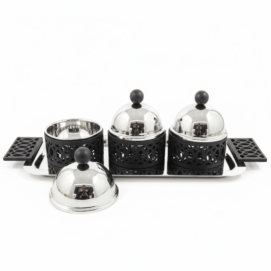 SBTC Metal Serving Bowl Set of 3 – Premium Silver & Black Finish, Ideal for Dining, Buffet & Party Use, 40 × 19 × 14 cm - Al Kabayel Discount CentreSBTC Metal Serving Bowl Set of 3 – Premium Silver & Black Finish, Ideal for Dining, Buffet & Party Use, 40 × 19 × 14 cmJars & Food SaversSBTCAl Kabayel Discount Centre