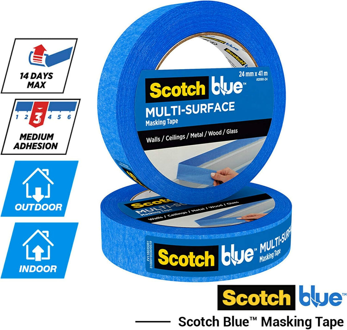 Scotch Blue Premium Masking Tape 48mm x 41m, 1 roll/pack | Blue color | Masking and Protection | High adhesion | Multi - Surface | For walls, ceiling, metal, wood | Easy to Remove with no residue - Al Kabayel Discount CentreScotch Blue Premium Masking Tape 48mm x 41m, 1 roll/pack | Blue color | Masking and Protection | High adhesion | Multi - Surface | For walls, ceiling, metal, wood | Easy to Remove with no residueTapes & Packaging Tapes3MAl Kabayel Discount Centre