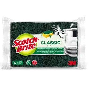 Scotch - Brite Antibacterial Heavy Duty Classic Flat Laminate Scrub Sponge, 4 units/pack, Foam with Antibacterial preservatives - Al Kabayel Discount CentreScotch - Brite Antibacterial Heavy Duty Classic Flat Laminate Scrub Sponge, 4 units/pack, Foam with Antibacterial preservativesCleaning SuppliesSCOTCH - BRITEAl Kabayel Discount Centre