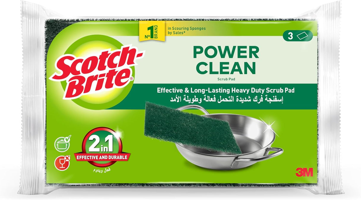 Scotch - Brite Power Clean Classic Scouring pad, 3 units/pack - Al Kabayel Discount CentreScotch - Brite Power Clean Classic Scouring pad, 3 units/packCleaning SuppliesSCOTCH - BRITEAl Kabayel Discount Centre