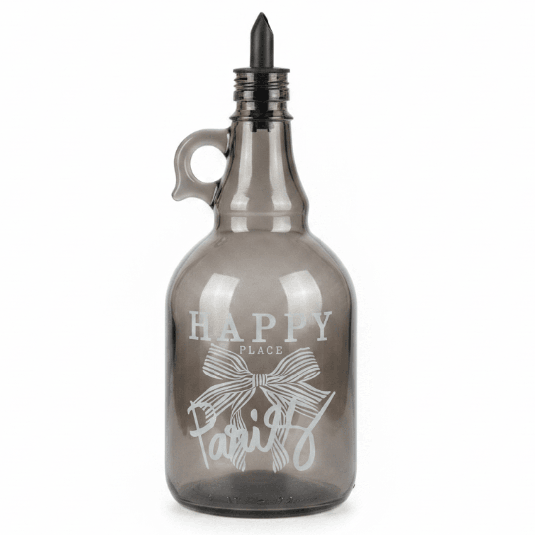 Selka Tinted Dark Glass Oil Bottle 1 Litre | Elegant Etched Butterfly Design | Premium Smoke Finish - Al Kabayel Discount CentreSelka Tinted Dark Glass Oil Bottle 1 Litre | Elegant Etched Butterfly Design | Premium Smoke FinishKitchen Utensils & GadgetsSELKAAl Kabayel Discount Centre