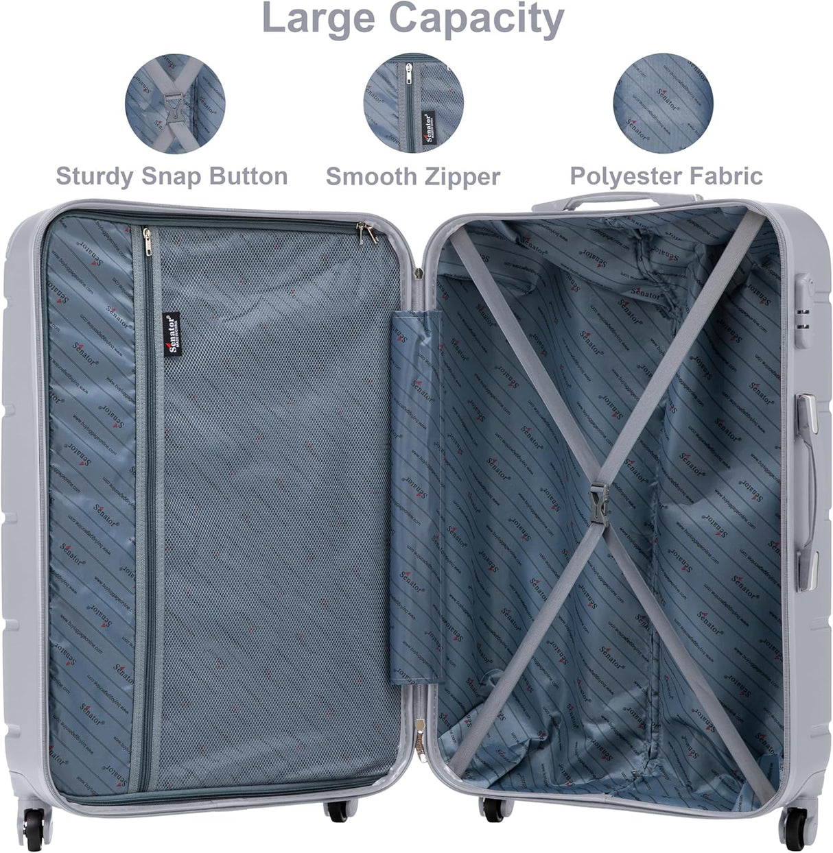 Senator A1012 Hardside Carry - On – Ultra - Light 20 - Inch Cabin Suitcase with 4 Spinner Wheels, Silver - Al Kabayel Discount CentreSenator A1012 Hardside Carry - On – Ultra - Light 20 - Inch Cabin Suitcase with 4 Spinner Wheels, SilverCabin LuggageSENATORAl Kabayel Discount Centre