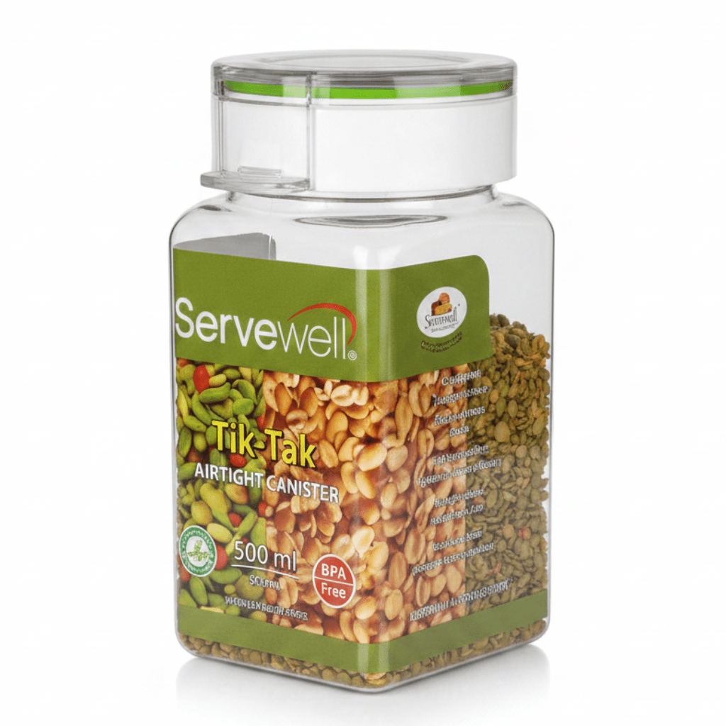 Servewell Tik-Tak Airtight Canister 500ml – Square - Al Kabayel Discount CentreServewell Tik-Tak Airtight Canister 500ml – SquareJars & Food SaversSERVEWELLAl Kabayel Discount Centre