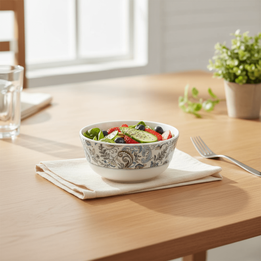 Servewere Elegant White with Floral Design Round Melamine Bowl 11.5 cm Multipurpose Bowl for Serving and Dining - Al Kabayel Discount CentreServewere Elegant White with Floral Design Round Melamine Bowl 11.5 cm Multipurpose Bowl for Serving and DiningBowlsSERVEWEREAl Kabayel Discount Centre