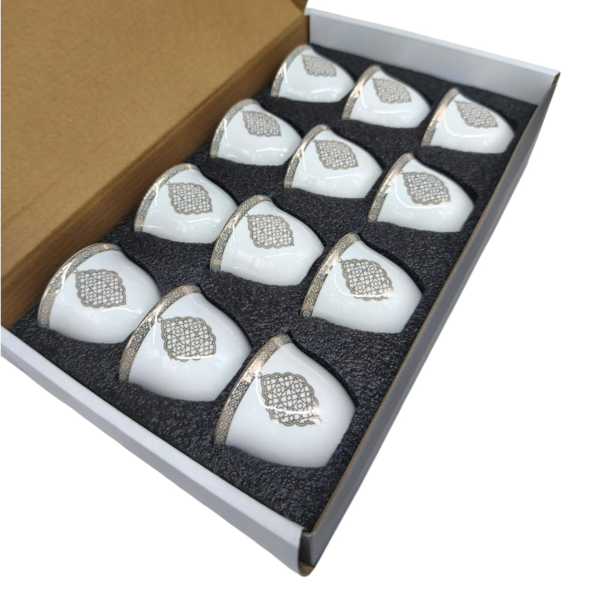 Shallow Ceramic Cawa Cup for Tea Coffee Perfect for Home Office Coffee Shops Set of 12Pcs(80ML) - White&Gold - Al Kabayel Discount CentreShallow Ceramic Cawa Cup for Tea Coffee Perfect for Home Office Coffee Shops Set of 12Pcs(80ML) - White&GoldTea CupsSHALLOWAl Kabayel Discount Centre