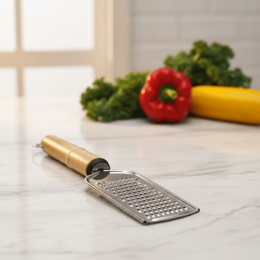 Shengya Heavy - Duty Stainless Steel Kitchen Grater with Ergonomic Wooden Handle – Multi - Use Handheld Grating Tool (25×6 cm) - Al Kabayel Discount CentreShengya Heavy - Duty Stainless Steel Kitchen Grater with Ergonomic Wooden Handle – Multi - Use Handheld Grating Tool (25×6 cm)Food GratersSHENGYAAl Kabayel Discount Centre