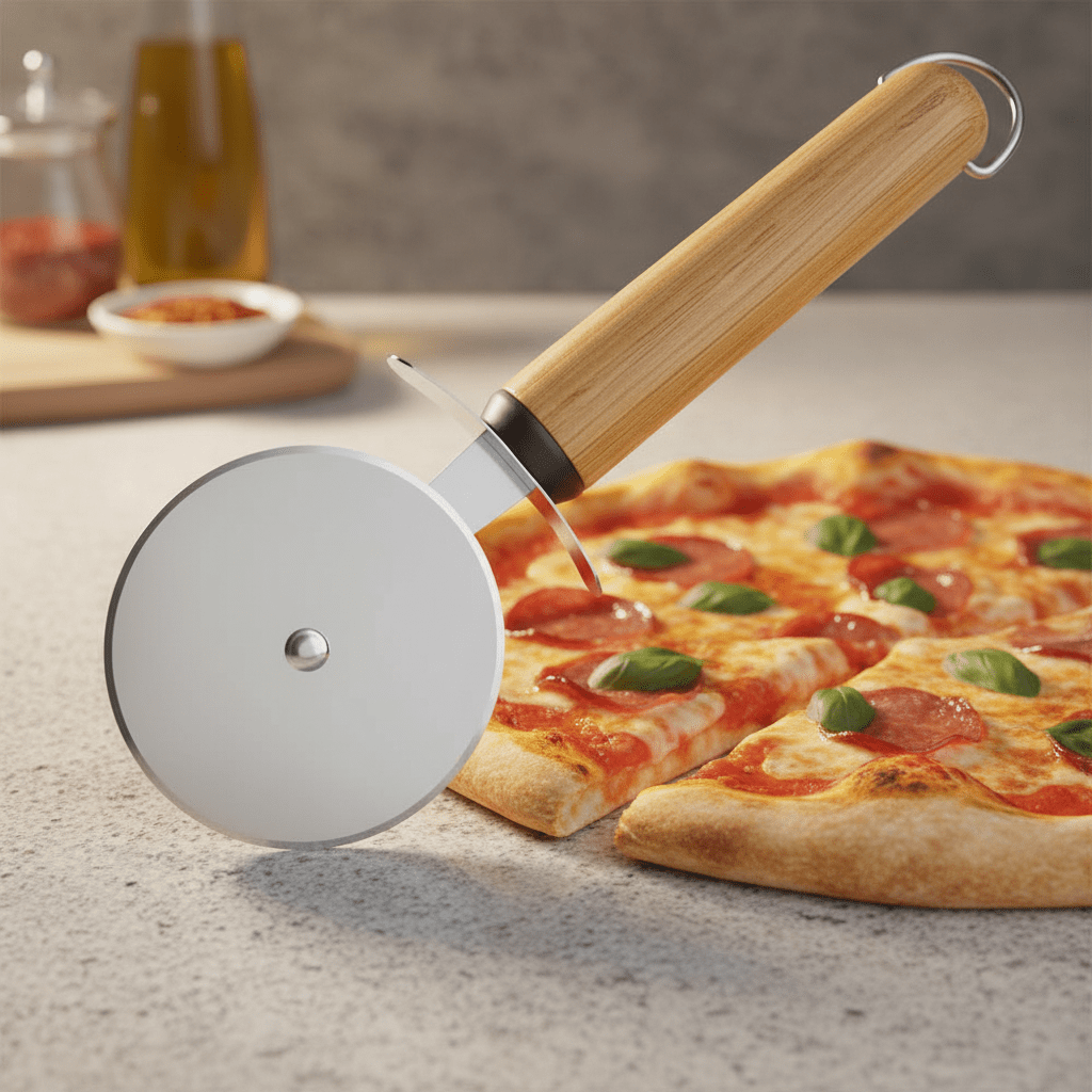 Shengya Stainless Steel Pizza Cutter Wheel with Strong Wooden Handle – Sharp, Smooth & Effortless Cutting Tool (22×7.5 cm) - Al Kabayel Discount CentreShengya Stainless Steel Pizza Cutter Wheel with Strong Wooden Handle – Sharp, Smooth & Effortless Cutting Tool (22×7.5 cm)Pizza CuttersSHENGYAAl Kabayel Discount Centre