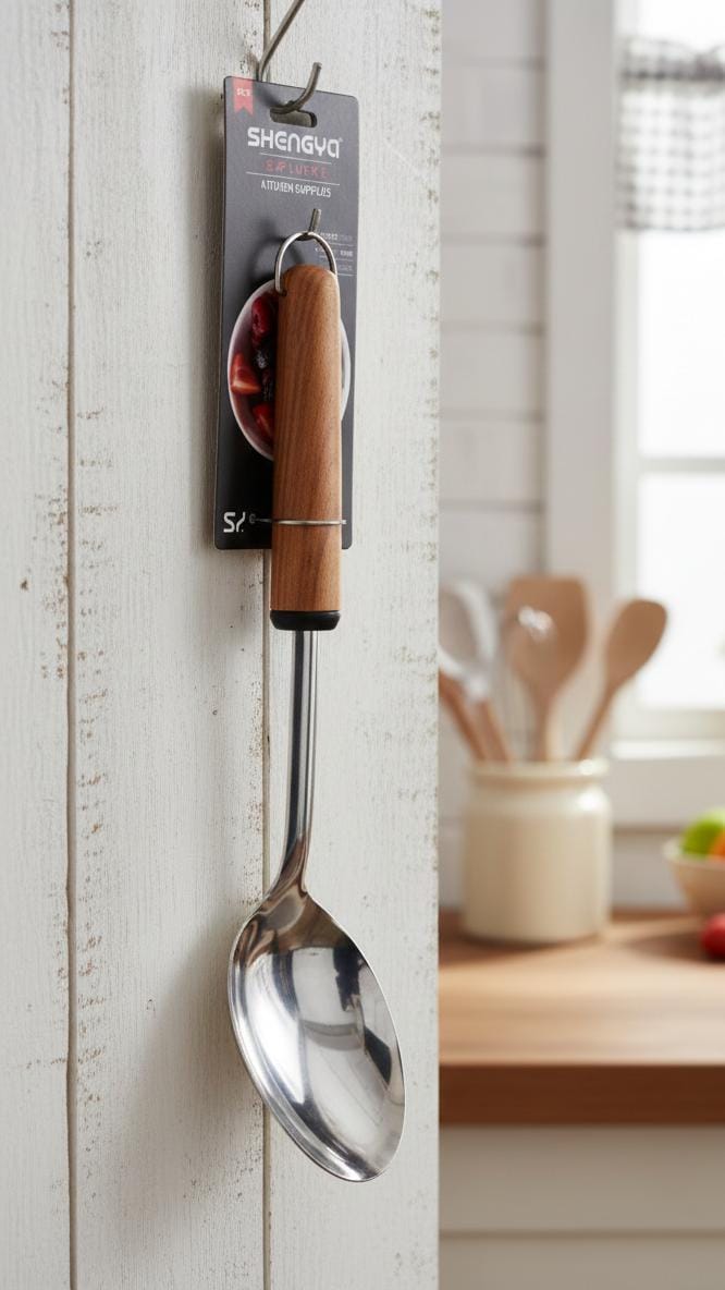 Shengya Stainless Steel Serving Spoon with Wooden Handle – Elegant & Practical Tableware Essential (33 cm) - Al Kabayel Discount CentreShengya Stainless Steel Serving Spoon with Wooden Handle – Elegant & Practical Tableware Essential (33 cm)Serving SpoonSHENGYAAl Kabayel Discount Centre