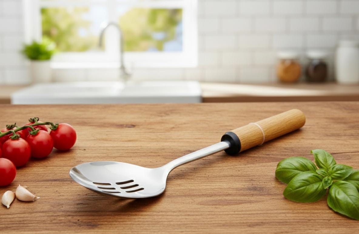 Shengya Stainless Steel Slotted Cooking Spoon with Wooden Handle – Durable, Rust - Resistant Serving Tool (33 cm) - Al Kabayel Discount CentreShengya Stainless Steel Slotted Cooking Spoon with Wooden Handle – Durable, Rust - Resistant Serving Tool (33 cm)Slotted SpoonSHENGYAAl Kabayel Discount Centre