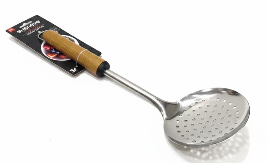 Shengya Stainless Steel Slotted Skimmer with Wooden Handle – Professional - Grade Frying & Draining Tool (33 cm) - Al Kabayel Discount CentreShengya Stainless Steel Slotted Skimmer with Wooden Handle – Professional - Grade Frying & Draining Tool (33 cm)Spatulas And SpoonsSHENGYAAl Kabayel Discount Centre