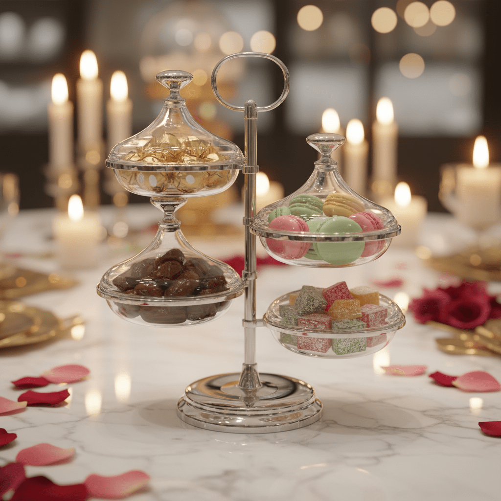 SILU Elegant 4 - Tier Silver Candy Display Stand – Multi - Level Dessert & Sweet Serving Stand 30 cm - Al Kabayel Discount CentreSILU Elegant 4 - Tier Silver Candy Display Stand – Multi - Level Dessert & Sweet Serving Stand 30 cmServing TraysSILUAl Kabayel Discount Centre