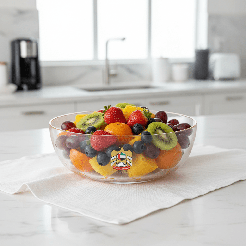 Silu Premium Glass Serving Bowl with UAE Falcon Emblem & Gold Rim – 20cm - Al Kabayel Discount CentreSilu Premium Glass Serving Bowl with UAE Falcon Emblem & Gold Rim – 20cmBowlsSILUAl Kabayel Discount Centre