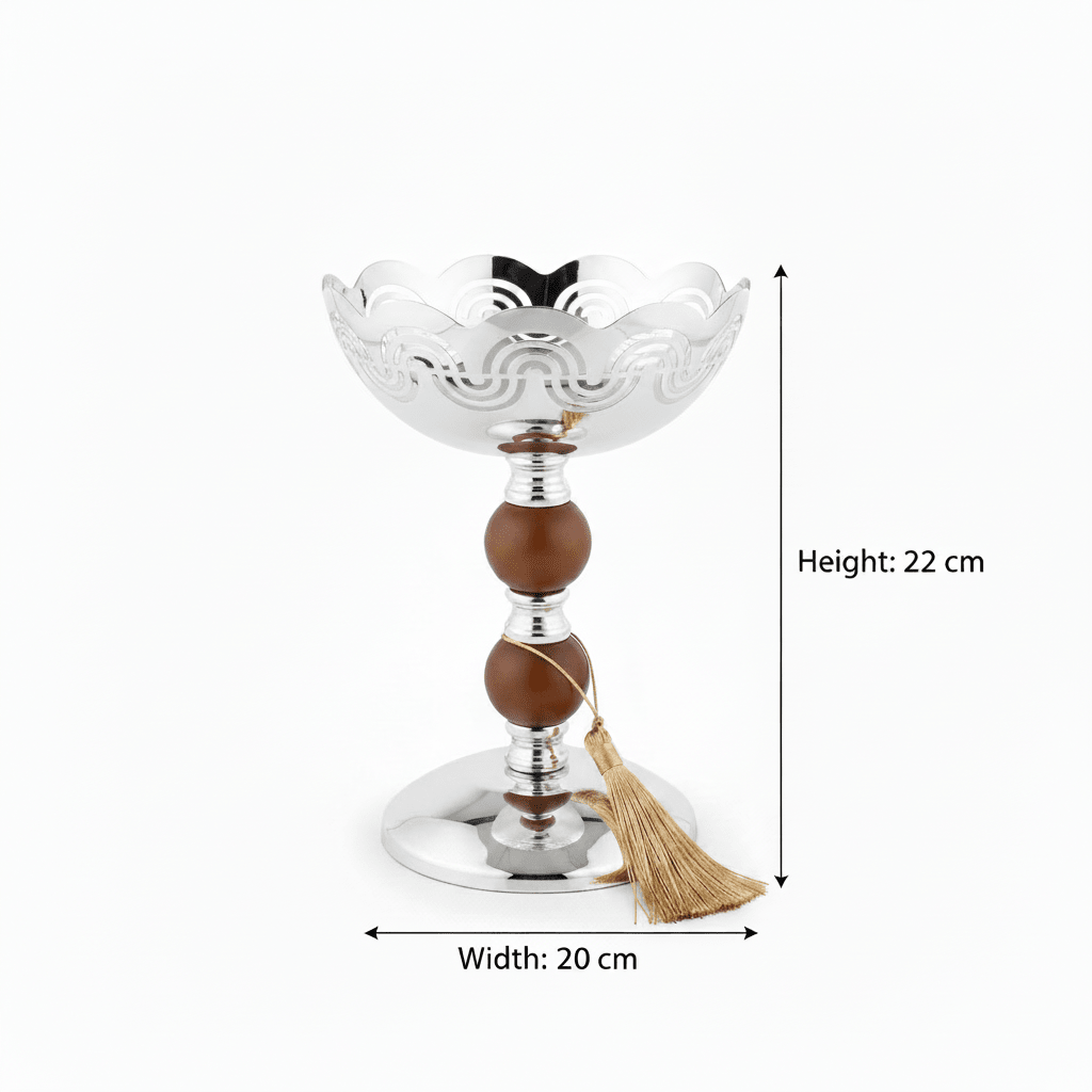 Silver & Brown Metal Footed Candy Bowl - 23×20 cm - Al Kabayel Discount CentreSilver & Brown Metal Footed Candy Bowl - 23×20 cmBowlsAKDCAl Kabayel Discount Centre