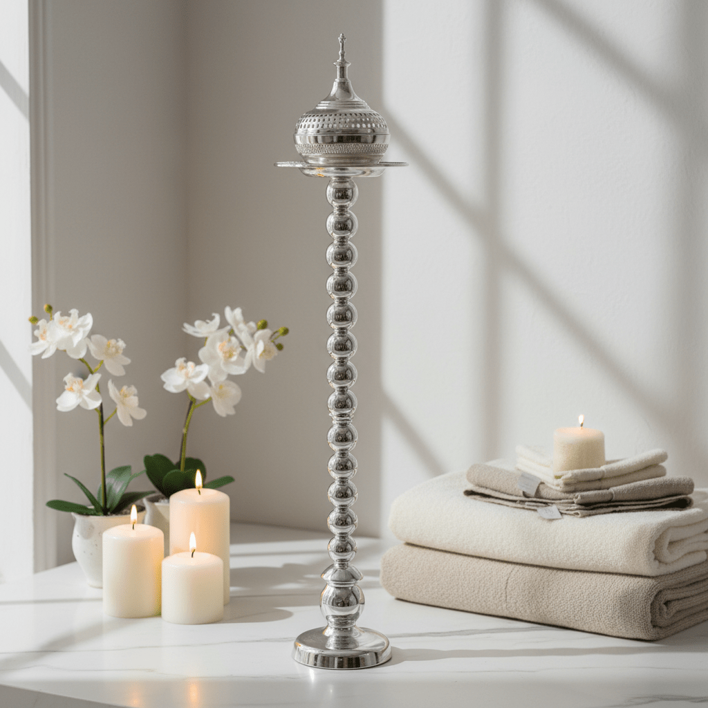 Silver Elegance Incense Burner — Tall Floor Stand, 80cm - Al Kabayel Discount CentreSilver Elegance Incense Burner — Tall Floor Stand, 80cmIncense BurnerAKDCAl Kabayel Discount Centre