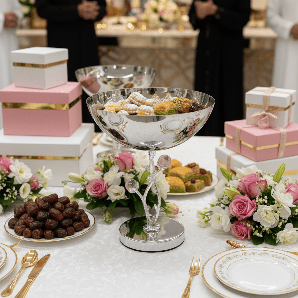 Silver Stainless Steel Footed Candy Bowl with Decorative Rose Stem & Pink Balls – 20×24cm - Al Kabayel Discount CentreSilver Stainless Steel Footed Candy Bowl with Decorative Rose Stem & Pink Balls – 20×24cmBowlsAKDCAl Kabayel Discount Centre