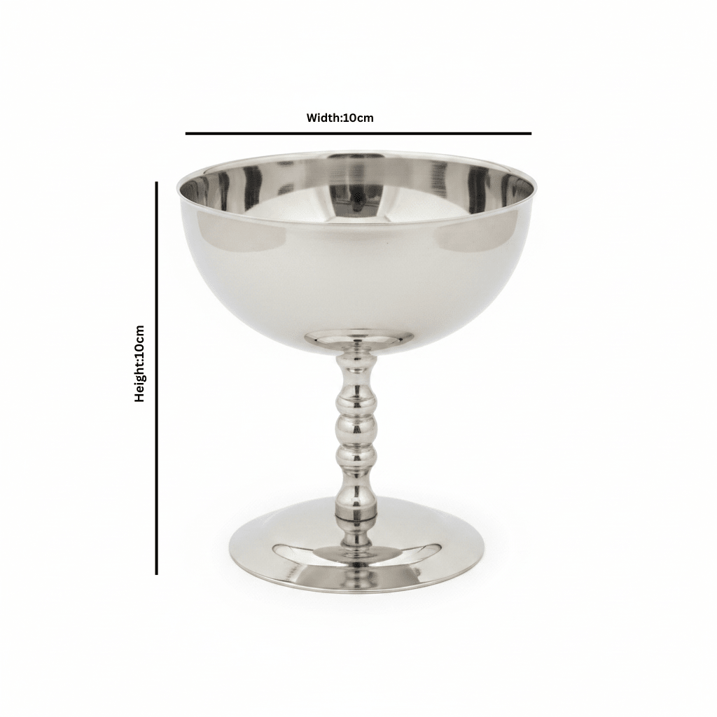 Silver Stainless Steel Ice Cream Bowl with Stem - 10×10 cm - Al Kabayel Discount CentreSilver Stainless Steel Ice Cream Bowl with Stem - 10×10 cmBowlsAKDCAl Kabayel Discount Centre