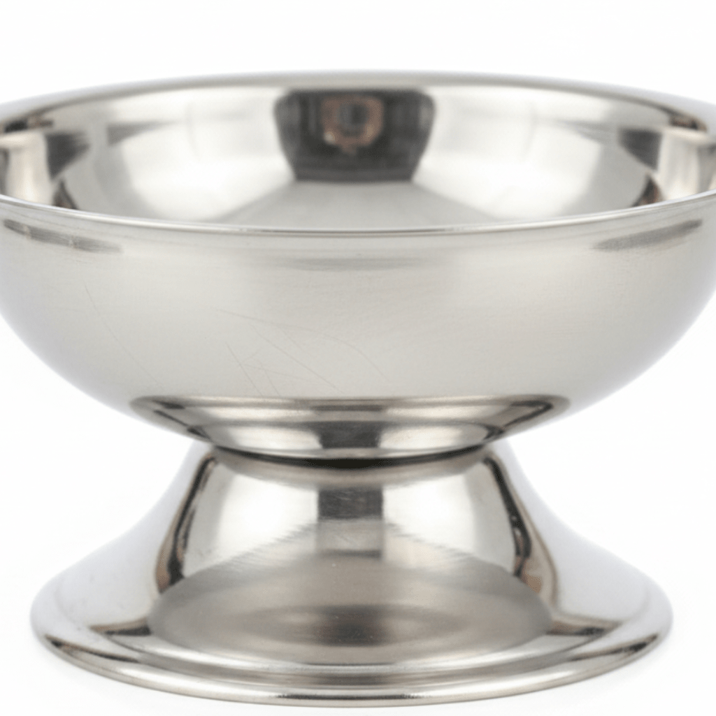 Silver Stainless Steel Ice Cream Cup with Pedestal Base – 10×5 cm - Al Kabayel Discount CentreSilver Stainless Steel Ice Cream Cup with Pedestal Base – 10×5 cmBowlsAKDCAl Kabayel Discount Centre