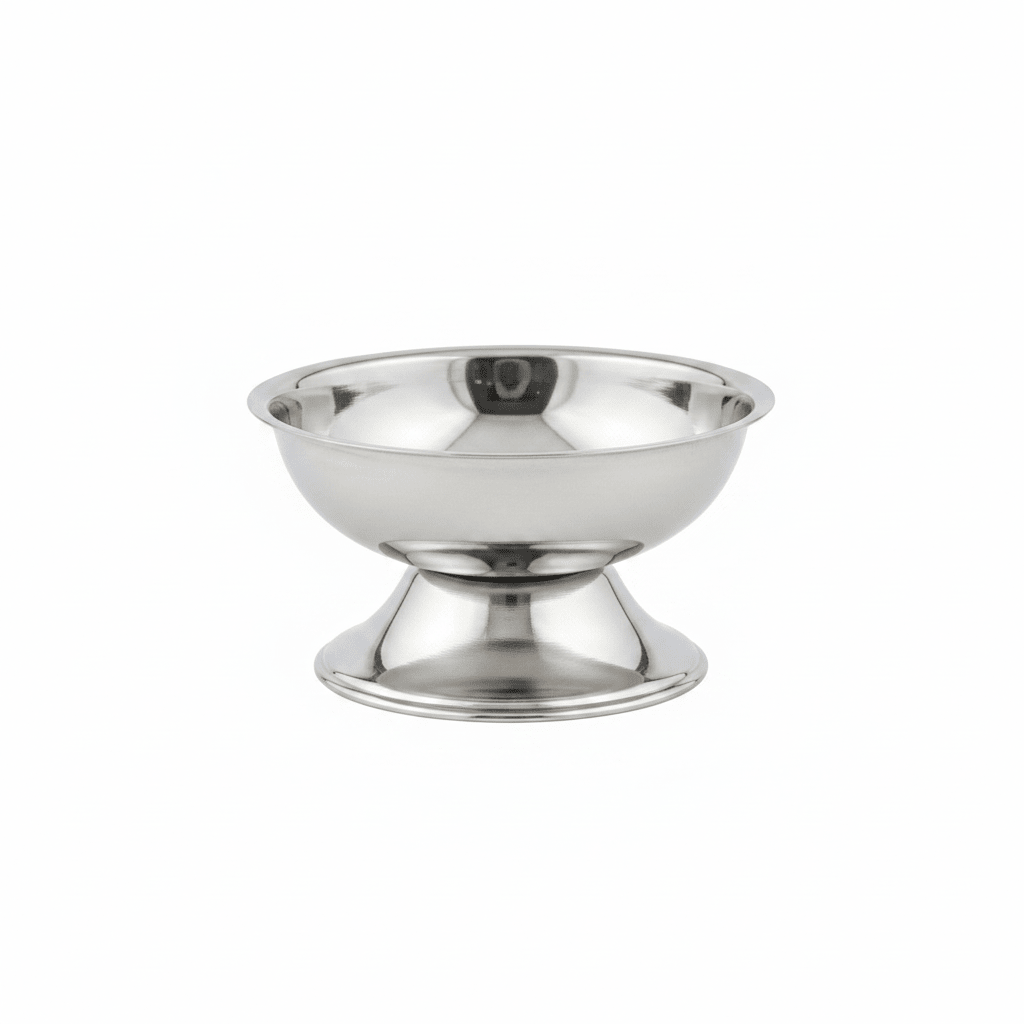 Silver Stainless Steel Ice Cream Cup with Pedestal Base – 10×5 cm - Al Kabayel Discount CentreSilver Stainless Steel Ice Cream Cup with Pedestal Base – 10×5 cmBowlsAKDCAl Kabayel Discount Centre