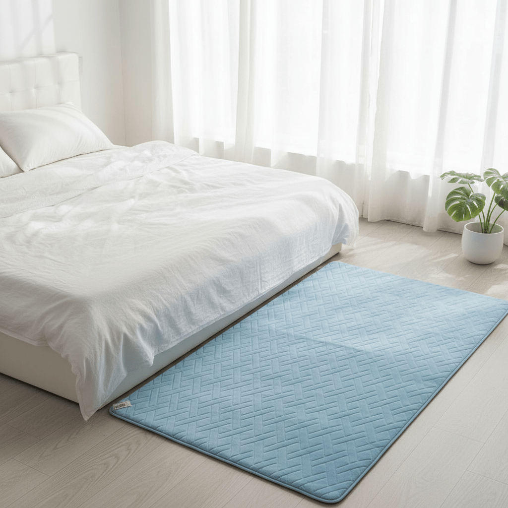 Soft Quilted Floor Mat | Light Blue | 100×150 cm | Anti-Slip Comfort Rug for Living Room, Bedroom & Bathroom - Al Kabayel Discount CentreSoft Quilted Floor Mat | Light Blue | 100×150 cm | Anti-Slip Comfort Rug for Living Room, Bedroom & BathroomDoormatsAKDCAl Kabayel Discount Centre