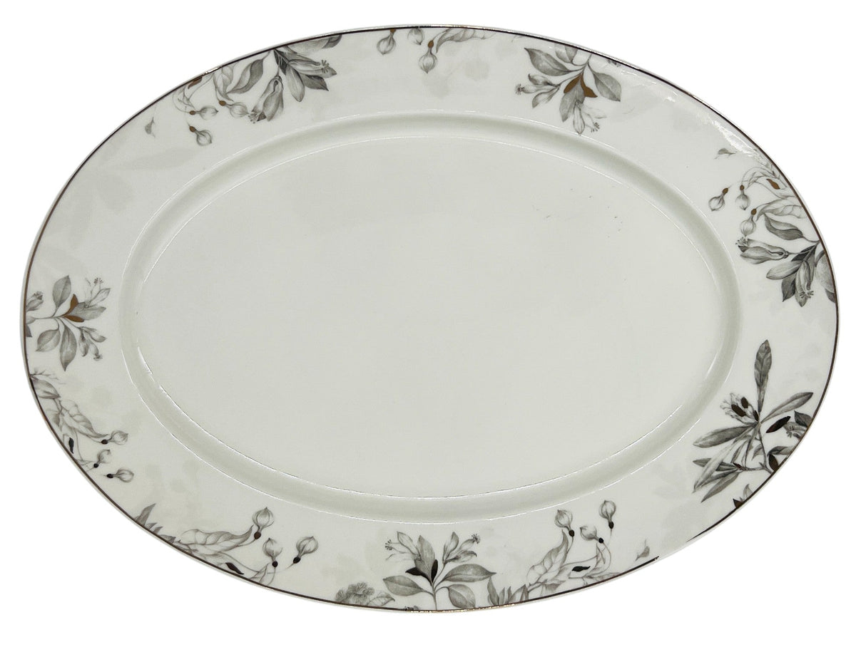 Solecasa Ceramic Oval Platter 14"*10.25", White - Grey Floral Designs - Al Kabayel Discount CentreSolecasa Ceramic Oval Platter 14"*10.25", White - Grey Floral DesignsServing TraysSOLECASAAl Kabayel Discount Centre