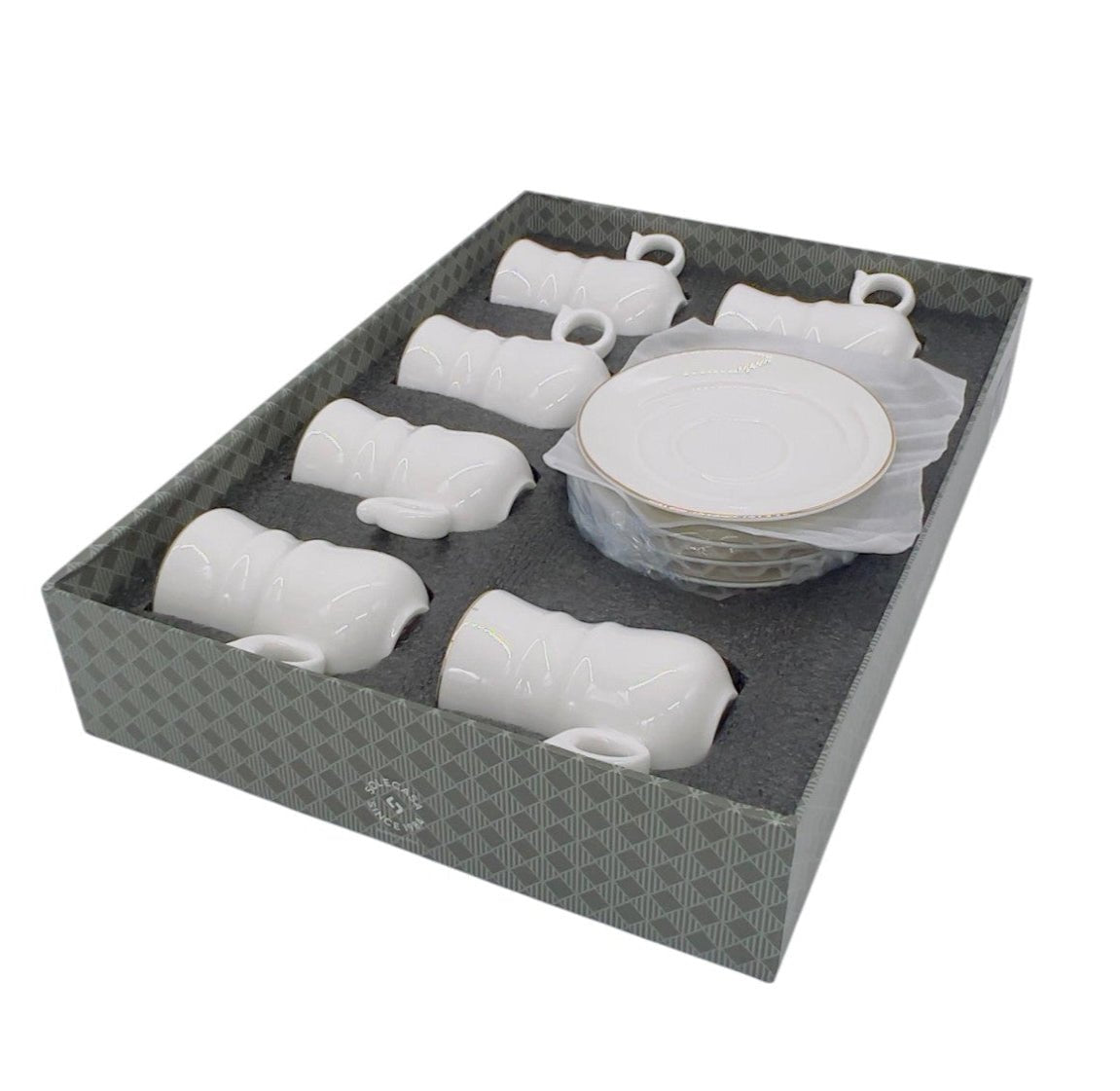 SOLECASA Porcelain Cup and Saucer 6pcs Set 100ml, Low Handle Design, White - Al Kabayel Discount CentreSOLECASA Porcelain Cup and Saucer 6pcs Set 100ml, Low Handle Design, WhiteTea SetsSOLECASAAl Kabayel Discount Centre