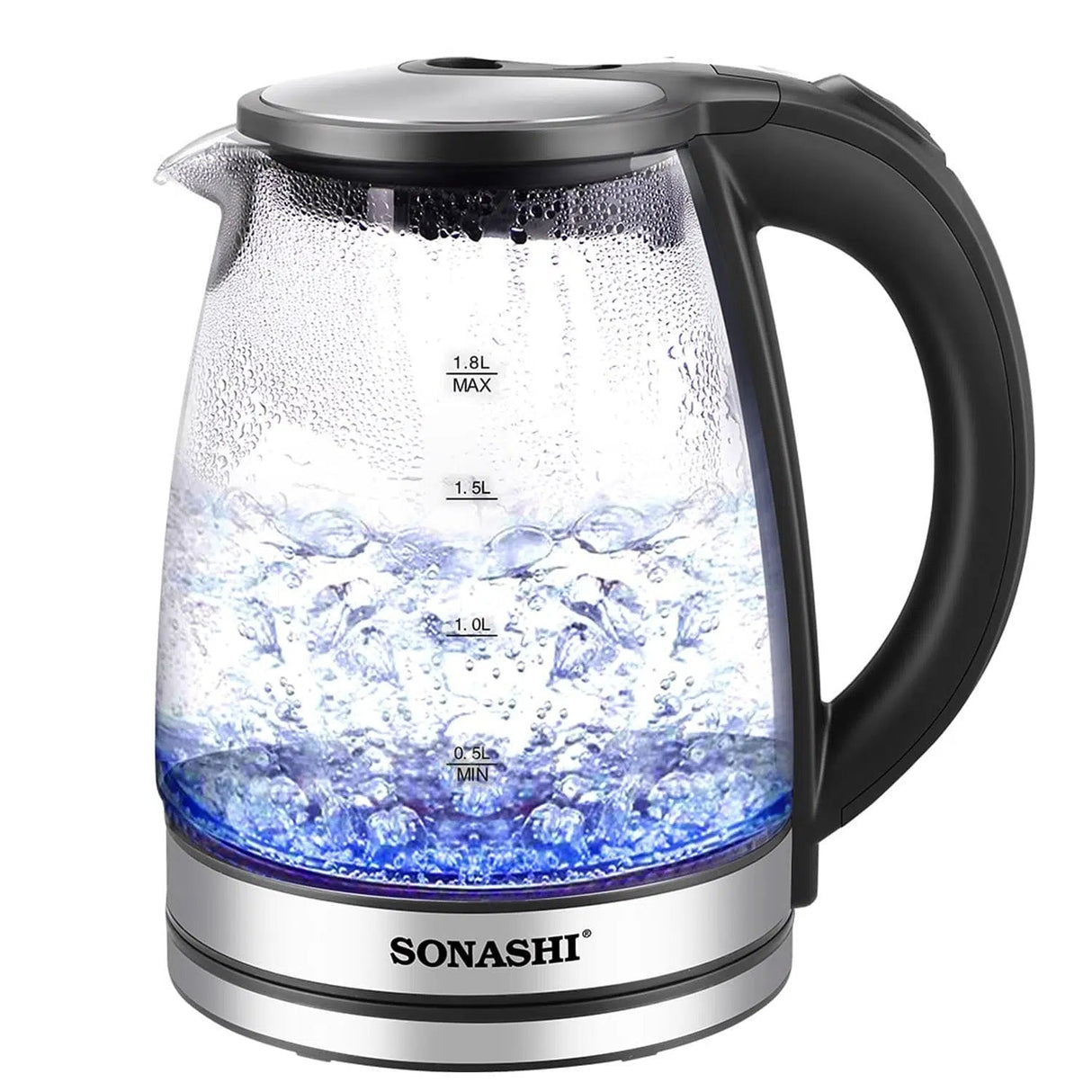 Sonashi 1.8 L Cordless Kettle SKT - 1809 - Glass Kettle w/Safety Lock Lid, 360 - degree Swivel Base, Auto Shutdown, Power On/Off Indicator Light - Al Kabayel Discount CentreSonashi 1.8 L Cordless Kettle SKT - 1809 - Glass Kettle w/Safety Lock Lid, 360 - degree Swivel Base, Auto Shutdown, Power On/Off Indicator LightElectric KettlesSONASHIAl Kabayel Discount Centre