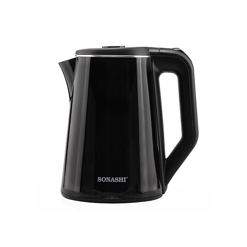 Sonashi 1.8L Cordless Kettle - Stainless Steel Kettle with Double Layer Body, 360 - Degree Swivel Base - Auto Shutdown, Power On/Off Indicator Light Feature, 2200W SKT - 1808N Black - Al Kabayel Discount CentreSonashi 1.8L Cordless Kettle - Stainless Steel Kettle with Double Layer Body, 360 - Degree Swivel Base - Auto Shutdown, Power On/Off Indicator Light Feature, 2200W SKT - 1808N BlackElectric KettlesSONASHIAl Kabayel Discount Centre