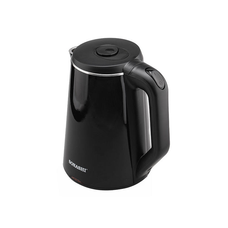 Sonashi 1.8L Cordless Kettle - Stainless Steel Kettle with Double Layer Body, 360 - Degree Swivel Base - Auto Shutdown, Power On/Off Indicator Light Feature, 2200W SKT - 1808N Black - Al Kabayel Discount CentreSonashi 1.8L Cordless Kettle - Stainless Steel Kettle with Double Layer Body, 360 - Degree Swivel Base - Auto Shutdown, Power On/Off Indicator Light Feature, 2200W SKT - 1808N BlackElectric KettlesSONASHIAl Kabayel Discount Centre