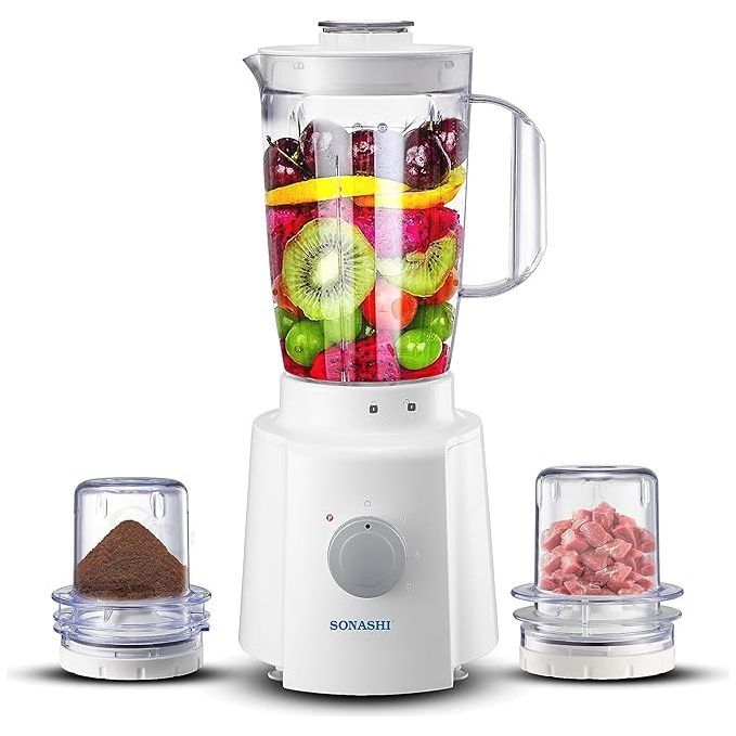 SONASHI 3 in 1 Blender SB - 133 Ð 3 Speed, 650W Countertop Blender Mixer Grinder with Overheating Protection, 1.5L Unbreakable Jar, Mincing Cup, Grinding Cup | Kitchen Appliances - Al Kabayel Dicount CenterSONASHI 3 in 1 Blender SB - 133 Ð 3 Speed, 650W Countertop Blender Mixer Grinder with Overheating Protection, 1.5L Unbreakable Jar, Mincing Cup, Grinding Cup | Kitchen AppliancesCountertop BlendersSONASHIAl Kabayel Dicount Center