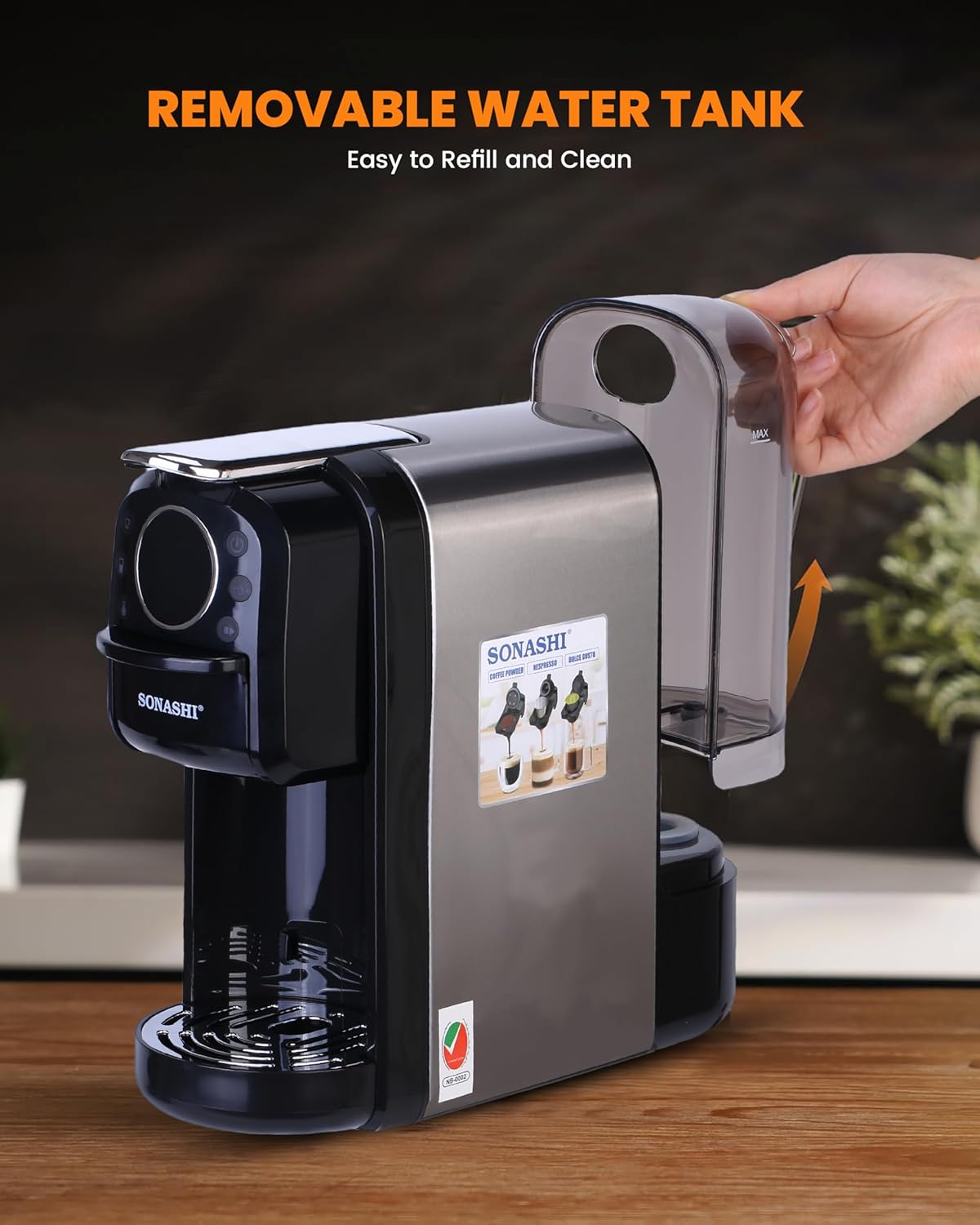 Sonashi 3 in 1 Multi - Capsule Coffee Machine, 1400W Coffee Maker with 700ML Detachable Water Tank, Touch Control Panel, Self - Cleaning Function, SCM - 4984 Black/Grey - Al Kabayel Discount CentreSonashi 3 in 1 Multi - Capsule Coffee Machine, 1400W Coffee Maker with 700ML Detachable Water Tank, Touch Control Panel, Self - Cleaning Function, SCM - 4984 Black/GreyCoffee MakersSONASHIAl Kabayel Discount Centre