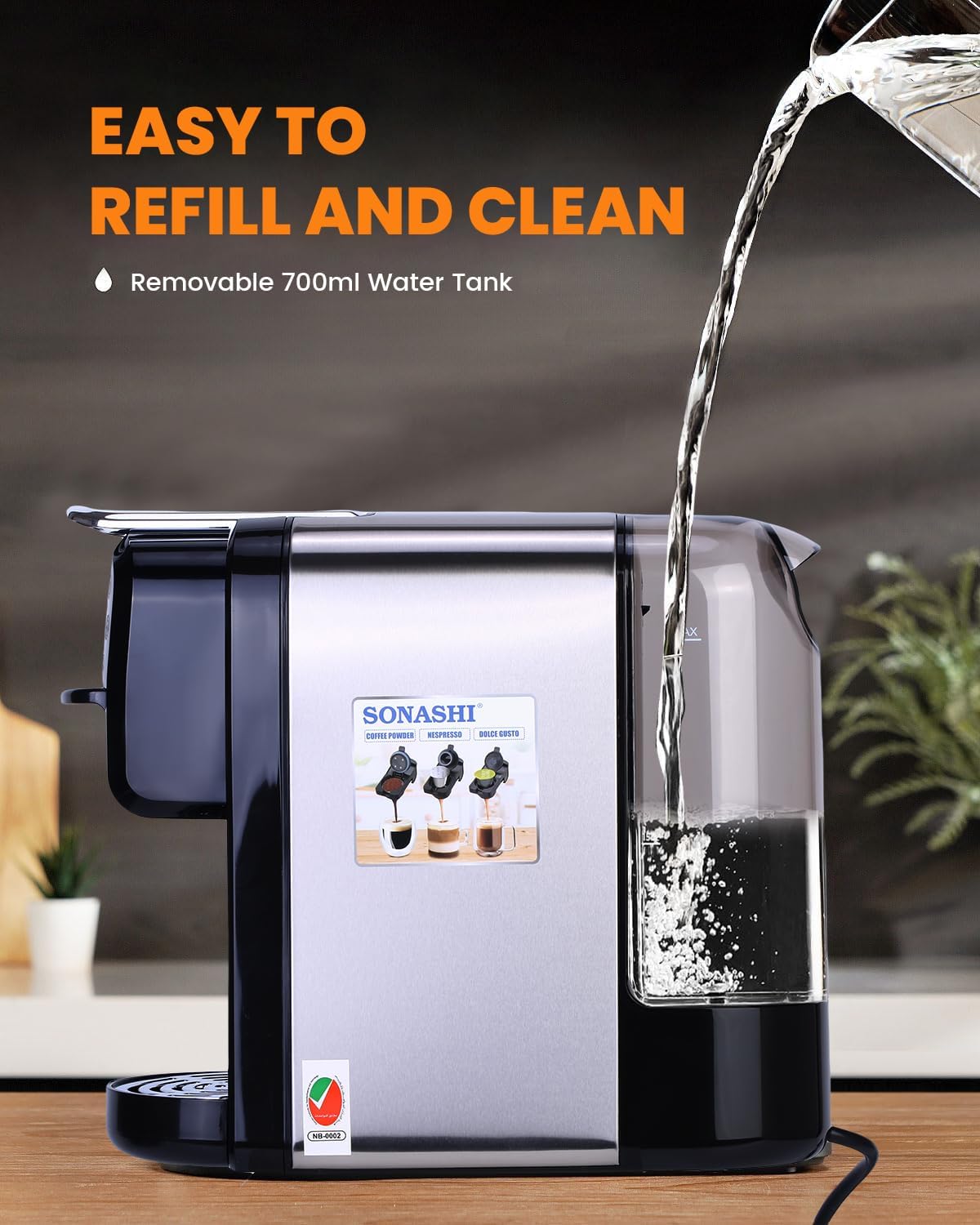 Sonashi 3 in 1 Multi - Capsule Coffee Machine, 1400W Coffee Maker with 700ML Detachable Water Tank, Touch Control Panel, Self - Cleaning Function, SCM - 4984 Black/Grey - Al Kabayel Discount CentreSonashi 3 in 1 Multi - Capsule Coffee Machine, 1400W Coffee Maker with 700ML Detachable Water Tank, Touch Control Panel, Self - Cleaning Function, SCM - 4984 Black/GreyCoffee MakersSONASHIAl Kabayel Discount Centre