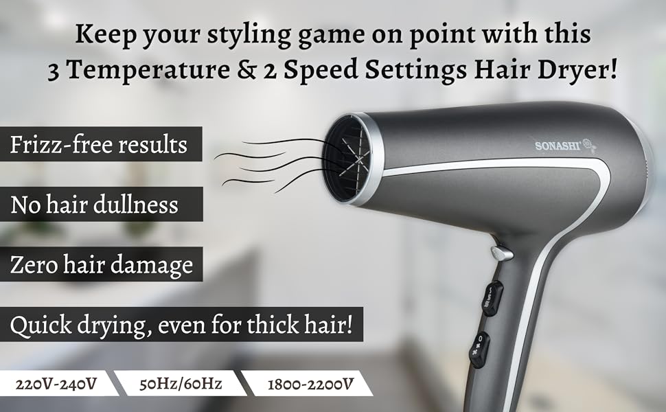 Sonashi 3 in1 Hair Dressing Set With Hair Dryer Hair Straightener And Hair Curler Featured With Ceramic Plates Wet And Dry Function Light Indicator 360 Swivel SBS - 800 Grey - Al Kabayel Discount CentreSonashi 3 in1 Hair Dressing Set With Hair Dryer Hair Straightener And Hair Curler Featured With Ceramic Plates Wet And Dry Function Light Indicator 360 Swivel SBS - 800 GreyPersonal Care & Styling ToolsSONASHIAl Kabayel Discount Centre