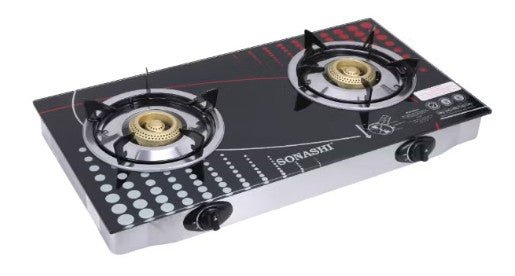 Sonashi Double Burner Gas Stove with Durable 7MM Toughened Safety Glass and Piezo Ignition System, LPG with Low Gas Consumption and Maximum Power, SGB - 205G black - Al Kabayel Discount CentreSonashi Double Burner Gas Stove with Durable 7MM Toughened Safety Glass and Piezo Ignition System, LPG with Low Gas Consumption and Maximum Power, SGB - 205G blackCooktopsSONASHIAl Kabayel Discount Centre