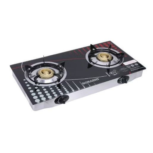Sonashi Double Burner Gas Stove with Durable 7MM Toughened Safety Glass and Piezo Ignition System, LPG with Low Gas Consumption and Maximum Power, SGB - 205G black - Al Kabayel Discount CentreSonashi Double Burner Gas Stove with Durable 7MM Toughened Safety Glass and Piezo Ignition System, LPG with Low Gas Consumption and Maximum Power, SGB - 205G blackCooktopsSONASHIAl Kabayel Discount Centre