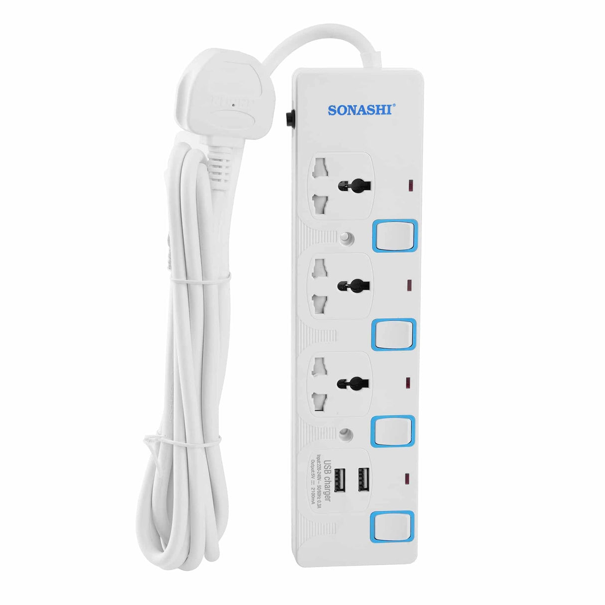 SONASHI Extension Socket 3Way with 2 USB Output Port 3250W, 3M Cord with Overheat Protection, SES - 904U White - Al Kabayel Discount CentreSONASHI Extension Socket 3Way with 2 USB Output Port 3250W, 3M Cord with Overheat Protection, SES - 904U WhiteCords & AdaptersSONASHIAl Kabayel Discount Centre