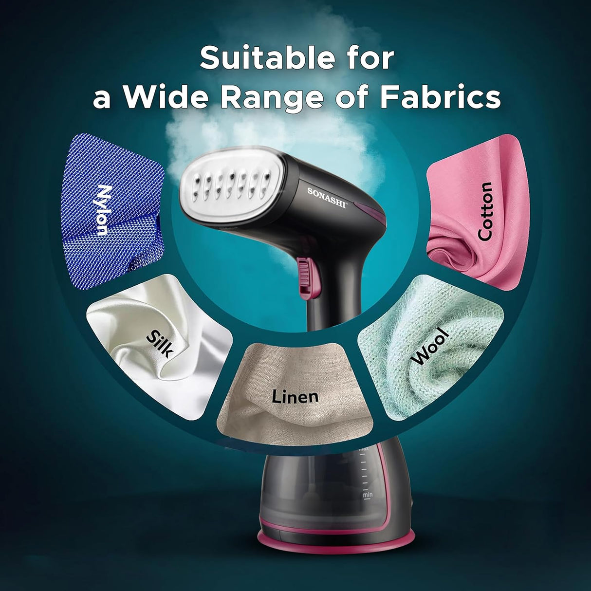 Sonashi Handheld Garment Steamer, 280ML Detachable Water Tank Capacity, Steam Rate of 25 - 30G/Min, Steam Lock, Compact Design, Versatile Accessories, Portable Steamer 1500W SGS - 327 Black/Purple - Al Kabayel Discount CentreSonashi Handheld Garment Steamer, 280ML Detachable Water Tank Capacity, Steam Rate of 25 - 30G/Min, Steam Lock, Compact Design, Versatile Accessories, Portable Steamer 1500W SGS - 327 Black/PurpleIrons & SteamersSONASHIAl Kabayel Discount Centre