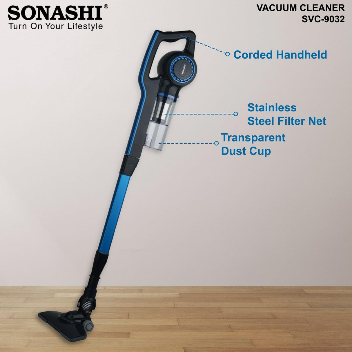 SONASHI Handheld Stick Vacuum Cleaner 0.9 L 600W SVC - 9032 - Al Kabayel Discount CentreSONASHI Handheld Stick Vacuum Cleaner 0.9 L 600W SVC - 9032Vacuum CleanersSONASHIAl Kabayel Discount Centre