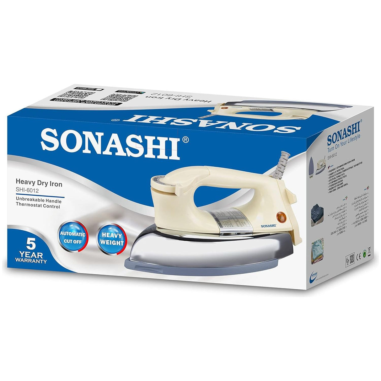 Sonashi Heavy Iron SHI - 6012 Ð 1000 - 1200W Heavy Iron for Clothes with Thermostat Control, Overheat Protection, Non - Stick Coated Soleplate | Home Appliances - Al Kabayel Dicount CenterSonashi Heavy Iron SHI - 6012 Ð 1000 - 1200W Heavy Iron for Clothes with Thermostat Control, Overheat Protection, Non - Stick Coated Soleplate | Home AppliancesTravel IronsSONASHIAl Kabayel Dicount Center