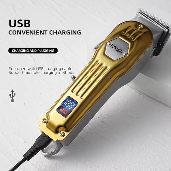 SONASHI Rechargeable Hair Clipper, Sharp & Carbon Steel blade, 8 Comb Attachment,With LED Indicator, Continuous 3 Hour Working Time - SHC - 1061 - Al Kabayel Discount CentreSONASHI Rechargeable Hair Clipper, Sharp & Carbon Steel blade, 8 Comb Attachment,With LED Indicator, Continuous 3 Hour Working Time - SHC - 1061Personal Care & Styling ToolsSONASHIAl Kabayel Discount Centre