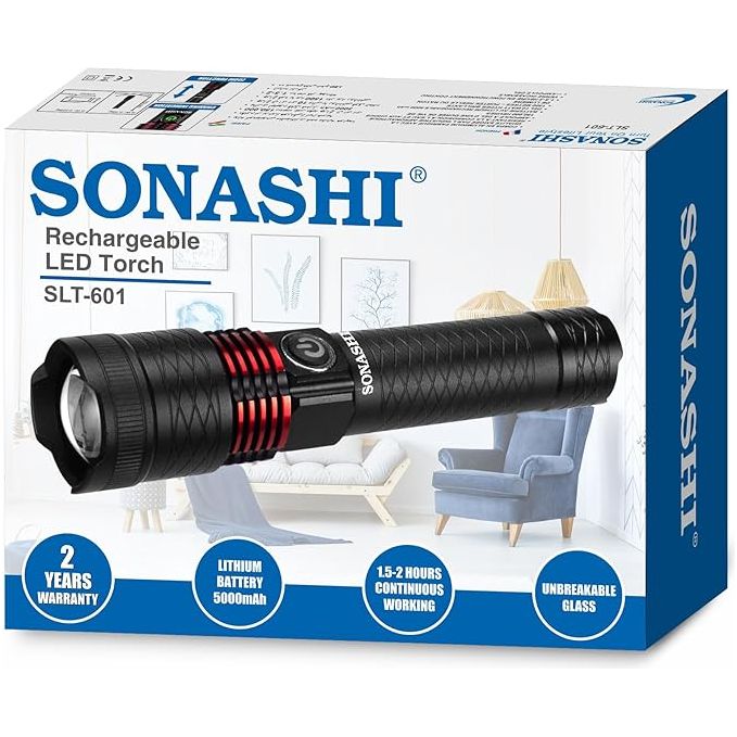 Sonashi Rechargeable LED Torch SLT - 601 Black - Al Kabayel Dicount CenterSonashi Rechargeable LED Torch SLT - 601 BlackHandheld FlashlightsSONASHIAl Kabayel Dicount Center