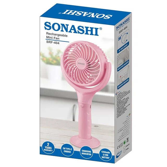 Sonashi Rechargeable Mini Fan SRF-404 (Pink/White) - Al Kabayel Discount CentreSonashi Rechargeable Mini Fan SRF-404 (Pink/White)Mini FansSONASHIAl Kabayel Discount Centre