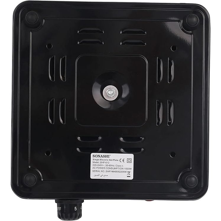 Sonashi SHP - 612 Single Electric Hot Plate 1 Hot Plate, On/Off Indicator Light, Plastic Knobs, Non - Slip Rubber Feet | Electric Stove | Home Appliances - Al Kabayel Dicount CenterSonashi SHP - 612 Single Electric Hot Plate 1 Hot Plate, On/Off Indicator Light, Plastic Knobs, Non - Slip Rubber Feet | Electric Stove | Home AppliancesRange CooktopsSONASHIAl Kabayel Dicount Center