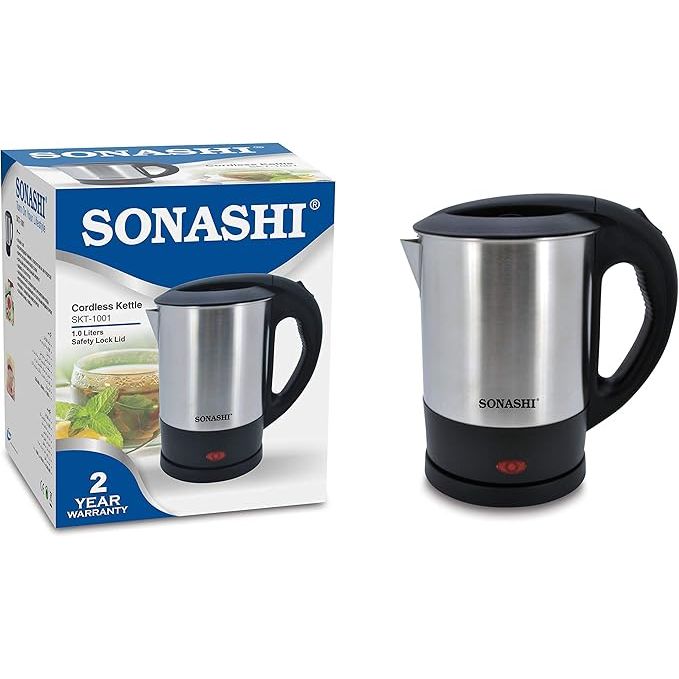 SONASHI SKT - 1001 1 Litre Cordless Kettle, Stainless Steel Body w/Safety Lock Lid, On/Off Switch, Light Indicator | Home Appliances - Al Kabayel Dicount CenterSONASHI SKT - 1001 1 Litre Cordless Kettle, Stainless Steel Body w/Safety Lock Lid, On/Off Switch, Light Indicator | Home AppliancesElectric KettlesSONASHIAl Kabayel Dicount Center