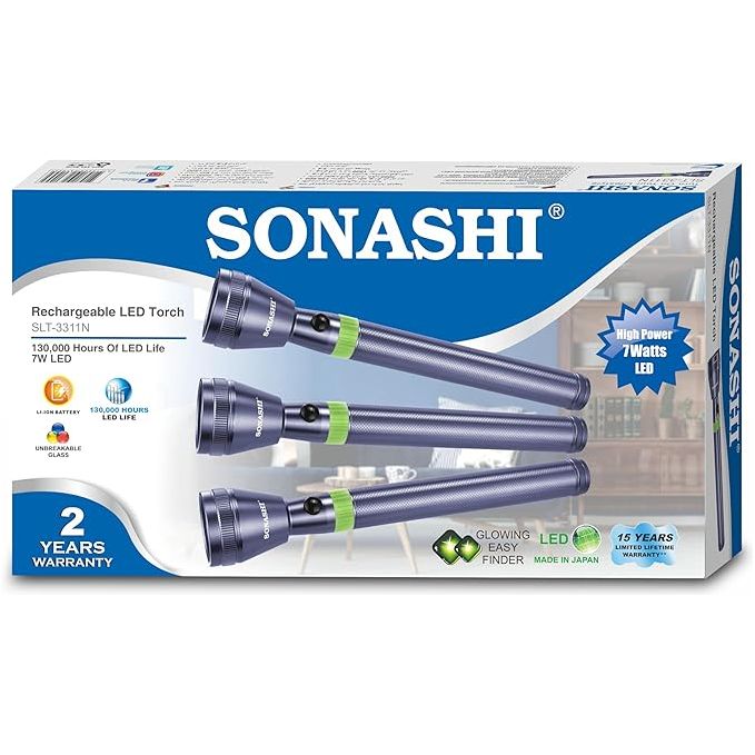 SONASHI SLT - 3311N LED Rechargeable Torch 3Pcs Combo (Made In China) Ð Bright LED, Rechargeable Battery, Black and Green | LED Torches | Lighting - Al Kabayel Dicount CenterSONASHI SLT - 3311N LED Rechargeable Torch 3Pcs Combo (Made In China) Ð Bright LED, Rechargeable Battery, Black and Green | LED Torches | LightingHandheld FlashlightsSONASHIAl Kabayel Dicount Center