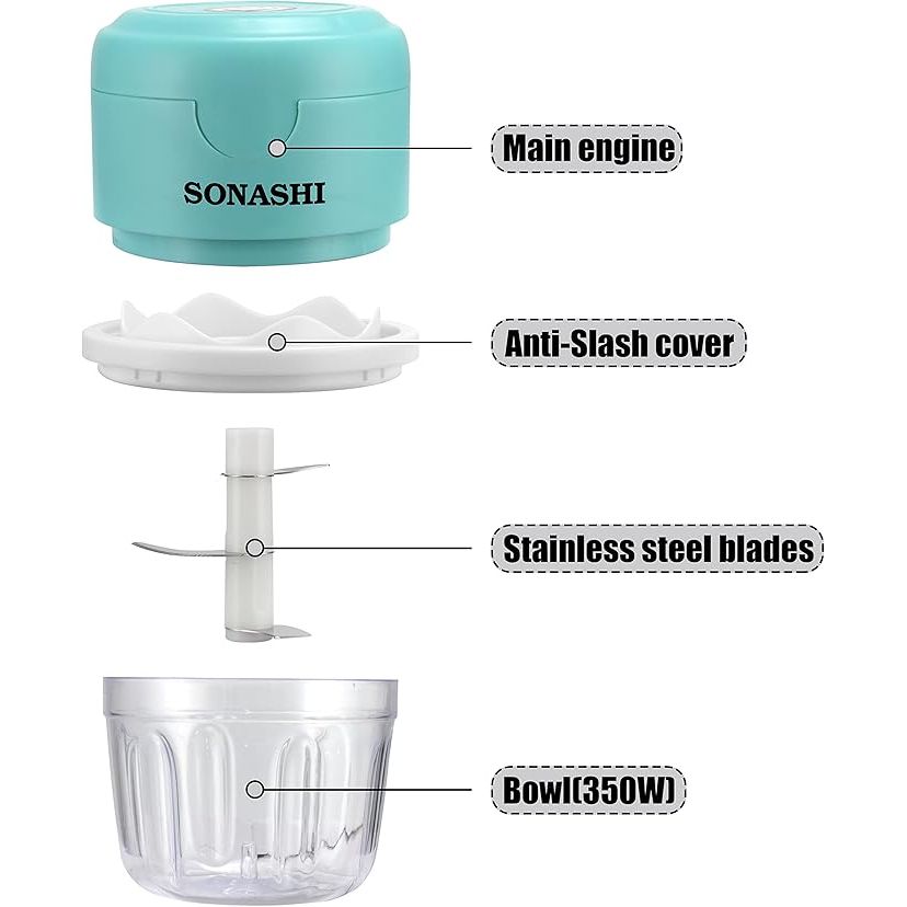 Sonashi SMC - 15 Mini Chopper w/ 350ml Bowl, USB Charging, LED Indicator, Stainless Steel Blades | Home Appliances - Al Kabayel Dicount CenterSonashi SMC - 15 Mini Chopper w/ 350ml Bowl, USB Charging, LED Indicator, Stainless Steel Blades | Home AppliancesChoppersSONASHIAl Kabayel Dicount Center